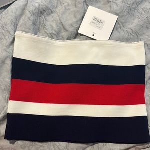 LF (seek the label) Cropped tube top white, red, blue